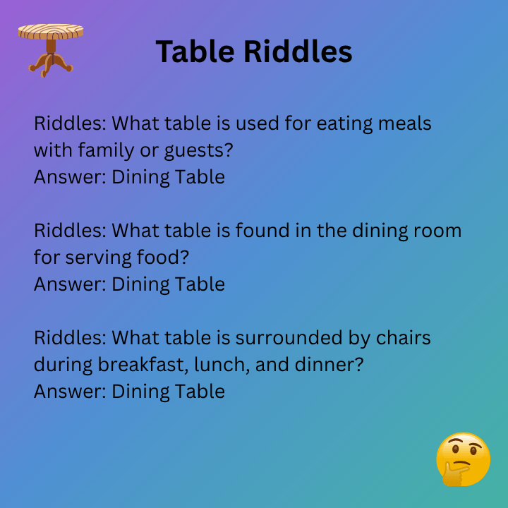 Dining Table Riddles