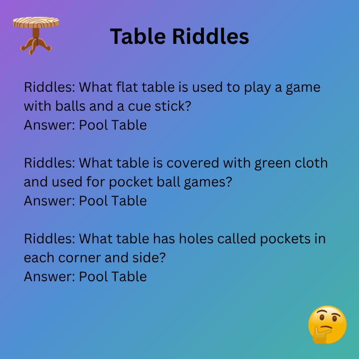 Pool Table Riddles